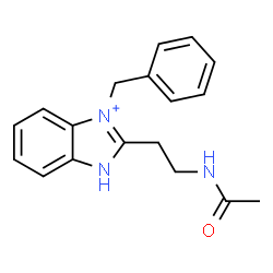 ChemSpider 2D Image | 2-(2-Acetamidoethyl)-3-benzyl-1H-3,1-benzimidazol-3-ium | C18H20N3O