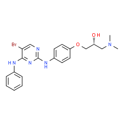 ChemSpider 2D Image | (2R)-1-{4-[(4-Anilino-5-bromo-2-pyrimidinyl)amino]phenoxy}-3-(dimethylamino)-2-propanol | C21H24BrN5O2