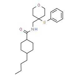 ChemSpider 2D Image | 4-Butyl-N-{[4-(phenylsulfanyl)tetrahydro-2H-pyran-4-yl]methyl}cyclohexanecarboxamide | C23H35NO2S