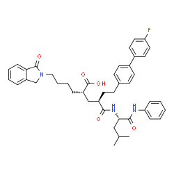 ChemSpider 2D Image | 6-(4'-FLUORO-BIPHENYL-4-YL)-4-(3-METHYL-1-PHENYLCARBAMOYL-BUTYLCARBAMOYL)-2-[4-(1-OXO-1,3-DIHYDRO-ISOINDOL-2-YL)-BUTYL]-HEXANOIC ACID | C43H48FN3O5