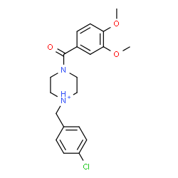 ChemSpider 2D Image | 1-(4-Chlorobenzyl)-4-(3,4-dimethoxybenzoyl)piperazin-1-ium | C20H24ClN2O3