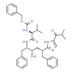 ChemSpider 2D Image | 2-[(1R,3S,4S)-1-BENZYL-4-[N-(BENZYLOXYCARBONYL)-L-VALYL]AMINO-3-PHENYLPENTYL]-4(5)-(2-METHYLPROPIONYL)IMIDAZOLE | C38H46N4O5