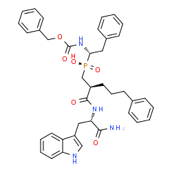 ChemSpider 2D Image | Nalpha-[(2S)-2-{[(S)-[(1S)-1-{[(Benzyloxy)carbonyl]amino}-2-phenylethyl](hydroxy)phosphoryl]methyl}-5-phenylpentanoyl]-L-tryptophanamide | C39H43N4O6P