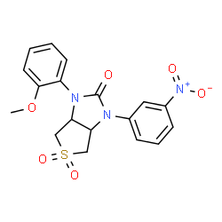 ChemSpider 2D Image | 1-(2-Methoxyphenyl)-3-(3-nitrophenyl)tetrahydro-1H-thieno[3,4-d]imidazol-2(3H)-one 5,5-dioxide | C18H17N3O6S