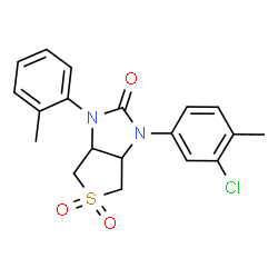 ChemSpider 2D Image | 1-(3-Chloro-4-methylphenyl)-3-(2-methylphenyl)tetrahydro-1H-thieno[3,4-d]imidazol-2(3H)-one 5,5-dioxide | C19H19ClN2O3S