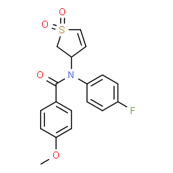 ChemSpider 2D Image | N-(1,1-Dioxido-2,3-dihydro-3-thiophenyl)-N-(4-fluorophenyl)-4-methoxybenzamide | C18H16FNO4S