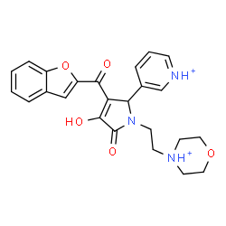 ChemSpider 2D Image | 4-{2-[3-(1-Benzofuran-2-ylcarbonyl)-4-hydroxy-5-oxo-2-(3-pyridiniumyl)-2,5-dihydro-1H-pyrrol-1-yl]ethyl}morpholin-4-ium | C24H25N3O5