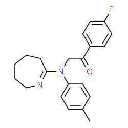 ChemSpider 2D Image | 1-(4-Fluorophenyl)-2-[(4-methylphenyl)(3,4,5,6-tetrahydro-2H-azepin-7-yl)amino]ethanone | C21H23FN2O