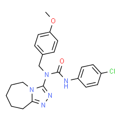 ChemSpider 2D Image | 3-(4-Chlorophenyl)-1-(4-methoxybenzyl)-1-(6,7,8,9-tetrahydro-5H-[1,2,4]triazolo[4,3-a]azepin-3-yl)urea | C22H24ClN5O2
