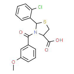 ChemSpider 2D Image | 2-(2-Chlorophenyl)-3-(3-methoxybenzoyl)-1,3-thiazolidine-4-carboxylic acid | C18H16ClNO4S