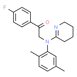 ChemSpider 2D Image | 2-[(2,5-Dimethylphenyl)(3,4,5,6-tetrahydro-2-pyridinyl)amino]-1-(4-fluorophenyl)ethanone | C21H23FN2O