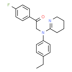 ChemSpider 2D Image | 2-[(4-Ethylphenyl)(3,4,5,6-tetrahydro-2-pyridinyl)amino]-1-(4-fluorophenyl)ethanone | C21H23FN2O