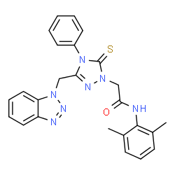 ChemSpider 2D Image | 2-[3-(1H-Benzotriazol-1-ylmethyl)-4-phenyl-5-thioxo-4,5-dihydro-1H-1,2,4-triazol-1-yl]-N-(2,6-dimethylphenyl)acetamide | C25H23N7OS