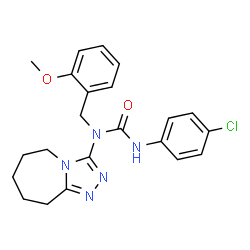 ChemSpider 2D Image | 3-(4-Chlorophenyl)-1-(2-methoxybenzyl)-1-(6,7,8,9-tetrahydro-5H-[1,2,4]triazolo[4,3-a]azepin-3-yl)urea | C22H24ClN5O2