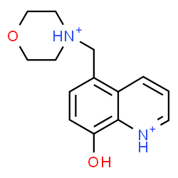 ChemSpider 2D Image | 8-Hydroxy-5-(morpholin-4-ium-4-ylmethyl)quinolinium | C14H18N2O2