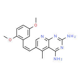 ChemSpider 2D Image | 6-[(Z)-2-(2,5-Dimethoxyphenyl)vinyl]-5-methylpyrido[2,3-d]pyrimidine-2,4-diamine | C18H19N5O2