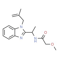 ChemSpider 2D Image | 2-Methoxy-N-{1-[1-(2-methyl-2-propen-1-yl)-1H-benzimidazol-2-yl]ethyl}acetamide | C16H21N3O2
