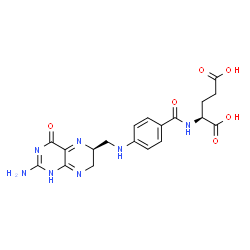 ChemSpider 2D Image | N-[4-({[(6S)-2-Amino-4-oxo-1,4,6,7-tetrahydro-6-pteridinyl]methyl}amino)benzoyl]-L-glutamic acid | C19H21N7O6
