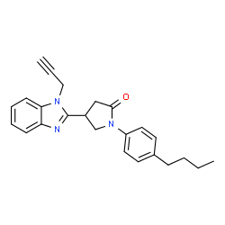 ChemSpider 2D Image | 1-(4-Butylphenyl)-4-[1-(2-propyn-1-yl)-1H-benzimidazol-2-yl]-2-pyrrolidinone | C24H25N3O