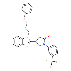 ChemSpider 2D Image | 4-[1-(3-Phenoxypropyl)-1H-benzimidazol-2-yl]-1-[3-(trifluoromethyl)phenyl]-2-pyrrolidinone | C27H24F3N3O2