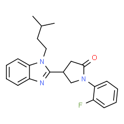 ChemSpider 2D Image | 1-(2-Fluorophenyl)-4-[1-(3-methylbutyl)-1H-benzimidazol-2-yl]-2-pyrrolidinone | C22H24FN3O