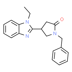 ChemSpider 2D Image | 1-Benzyl-4-(1-ethyl-1H-benzimidazol-2-yl)-2-pyrrolidinone | C20H21N3O