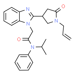 ChemSpider 2D Image | 2-[2-(1-Allyl-5-oxo-3-pyrrolidinyl)-1H-benzimidazol-1-yl]-N-isopropyl-N-phenylacetamide | C25H28N4O2