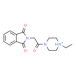 ChemSpider 2D Image | 4-[(1,3-Dioxo-1,3-dihydro-2H-isoindol-2-yl)acetyl]-1-ethylpiperazin-1-ium | C16H20N3O3