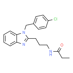 ChemSpider 2D Image | N-{3-[1-(4-Chlorobenzyl)-1H-benzimidazol-2-yl]propyl}propanamide | C20H22ClN3O