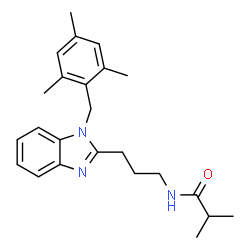 ChemSpider 2D Image | N-{3-[1-(Mesitylmethyl)-1H-benzimidazol-2-yl]propyl}-2-methylpropanamide | C24H31N3O