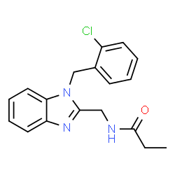 ChemSpider 2D Image | N-{[1-(2-Chlorobenzyl)-1H-benzimidazol-2-yl]methyl}propanamide | C18H18ClN3O