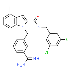 ChemSpider 2D Image | 1-(3-Carbamimidoylbenzyl)-N-(3,5-dichlorobenzyl)-4-methyl-1H-indole-2-carboxamide | C25H22Cl2N4O