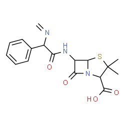 ChemSpider 2D Image | 3,3-Dimethyl-6-{[(methyleneamino)(phenyl)acetyl]amino}-7-oxo-4-thia-1-azabicyclo[3.2.0]heptane-2-carboxylic acid | C17H19N3O4S