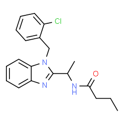ChemSpider 2D Image | N-{1-[1-(2-Chlorobenzyl)-1H-benzimidazol-2-yl]ethyl}butanamide | C20H22ClN3O
