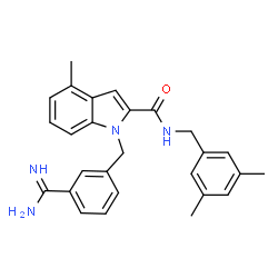 ChemSpider 2D Image | 1-(3-Carbamimidoylbenzyl)-N-(3,5-dimethylbenzyl)-4-methyl-1H-indole-2-carboxamide | C27H28N4O