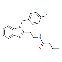 ChemSpider 2D Image | N-{2-[1-(4-Chlorobenzyl)-1H-benzimidazol-2-yl]ethyl}butanamide | C20H22ClN3O