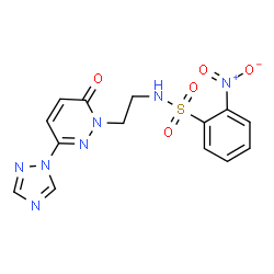 ChemSpider 2D Image | 2-Nitro-N-{2-[6-oxo-3-(1H-1,2,4-triazol-1-yl)-1(6H)-pyridazinyl]ethyl}benzenesulfonamide | C14H13N7O5S