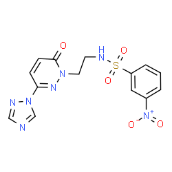 ChemSpider 2D Image | 3-Nitro-N-{2-[6-oxo-3-(1H-1,2,4-triazol-1-yl)-1(6H)-pyridazinyl]ethyl}benzenesulfonamide | C14H13N7O5S
