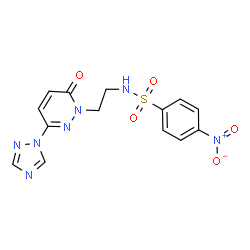 ChemSpider 2D Image | 4-Nitro-N-{2-[6-oxo-3-(1H-1,2,4-triazol-1-yl)-1(6H)-pyridazinyl]ethyl}benzenesulfonamide | C14H13N7O5S