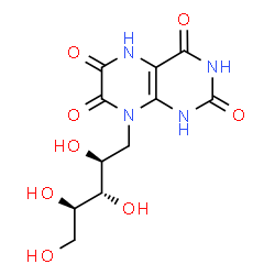 ChemSpider 2D Image | 1-Deoxy-1-(2,4,6,7-tetraoxo-1,3,4,5,6,7-hexahydro-8(2H)-pteridinyl)-D-ribitol | C11H14N4O8