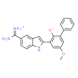 ChemSpider 2D Image | 3-{5-[Ammonio(imino)methyl]-1H-indol-2-yl}-5-methoxy-2-biphenylolate | C22H19N3O2