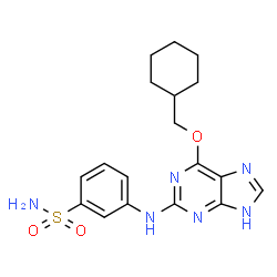 ChemSpider 2D Image | 3-(6-Cyclohexylmethoxy-9H-purin-2-ylamino)-benzenesulfonamide | C18H22N6O3S