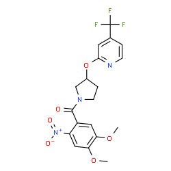 ChemSpider 2D Image | (4,5-Dimethoxy-2-nitrophenyl)(3-{[4-(trifluoromethyl)-2-pyridinyl]oxy}-1-pyrrolidinyl)methanone | C19H18F3N3O6