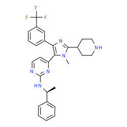 ChemSpider 2D Image | 4-[5-[2-(1-PHENYL-ETHYLAMINO)-PYRIMIDIN-4-YL]-1-METHYL-4-(3-TRIFLUOROMETHYLPHENYL)-1H-IMIDAZOL-2-YL]-PIPERIDINE | C28H29F3N6