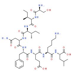 ChemSpider 2D Image | L-Seryl-L-isoleucyl-L-isoleucyl-L-asparaginyl-L-phenylalanyl-L-alpha-glutamyl-L-lysyl-L-leucine | C45H74N10O13