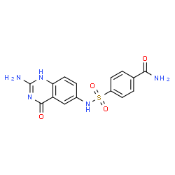 ChemSpider 2D Image | 4-[(2-Amino-4-oxo-1,4-dihydro-6-quinazolinyl)sulfamoyl]benzamide | C15H13N5O4S
