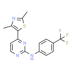 ChemSpider 2D Image | 4-(2,4-Dimethyl-Thiazol-5-Yl)-Pyrimidin-2-Yl]-(4-Trifluoromethyl-Phenyl)-Amine | C16H13F3N4S