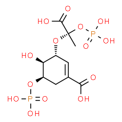 ChemSpider 2D Image | (3R,4S,5R)-3-[(1S)-1-Carboxy-1-(phosphonooxy)ethoxy]-4-hydroxy-5-(phosphonooxy)-1-cyclohexene-1-carboxylic acid | C10H16O14P2