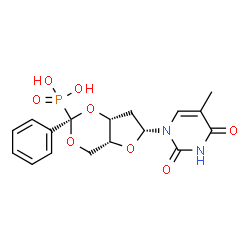 ChemSpider 2D Image | 1-{2-Deoxy-3,5-O-[phenyl(phosphono)methylene]-beta-D-threo-pentofuranosyl}-5-methyl-2,4(1H,3H)-pyrimidinedione | C17H19N2O8P