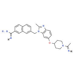 ChemSpider 2D Image | 7-{[6-({1-[(1E)-Ethanimidoyl]-4-piperidinyl}oxy)-2-methyl-1H-benzimidazol-1-yl]methyl}-2-naphthalenecarboximidamide | C27H30N6O